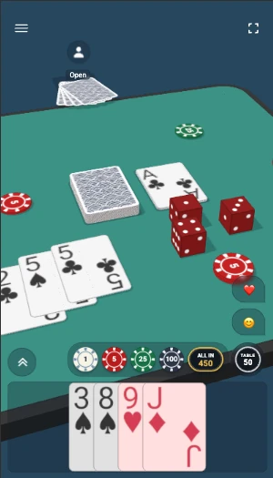 The same Deck of Cards table on a phone